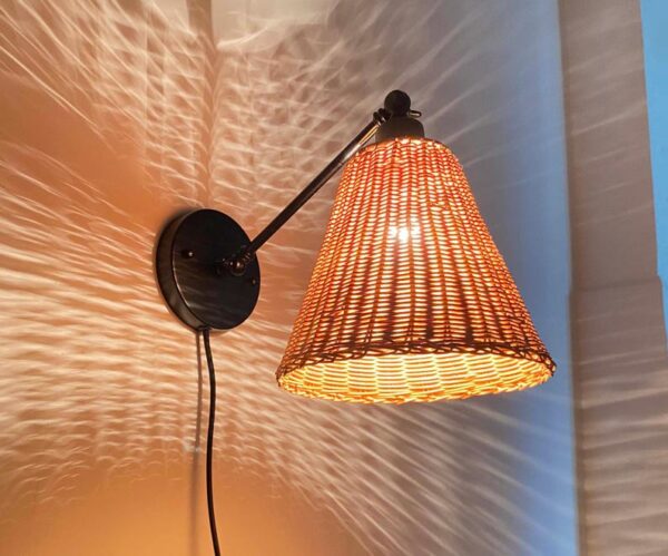 Handwoven Rattan Wall Sconce
