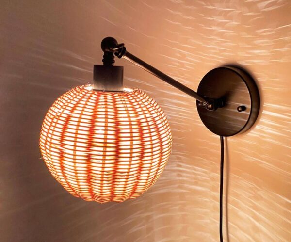 Adjustable Handwoven Rattan Wall Lamp