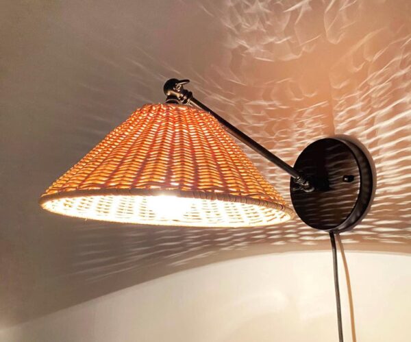 Handwoven Rattan Adjustable Wall Lamp