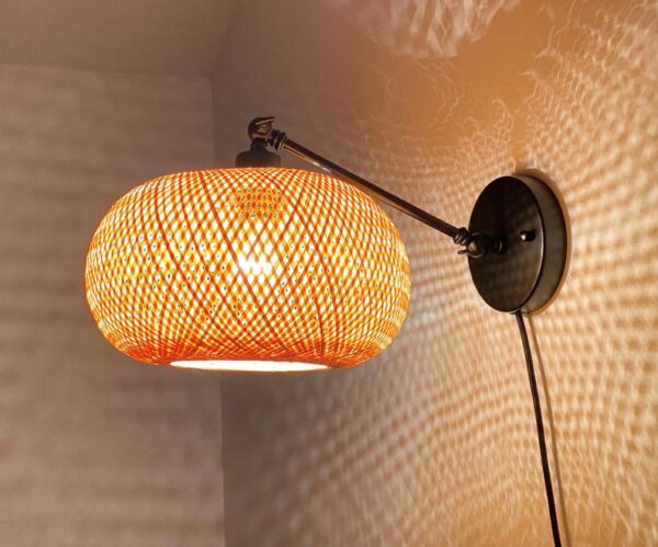 Handmade Rattan Adjustable Wall Lamp