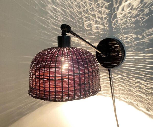 Adjustable Bamboo Wall Sconce, Plug-In Option