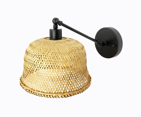 Rustic Bamboo Wall Lamp with Switch