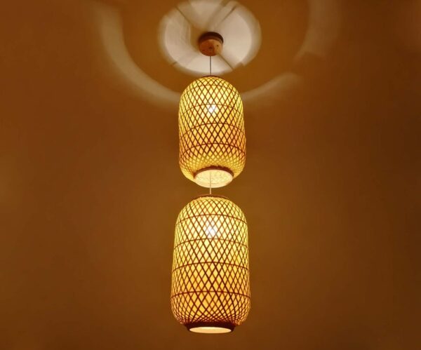 Two Shade Yellow Bamboo Ceiling Light