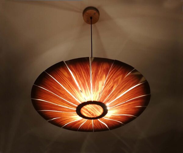 Round Umbrella Pendant Light in Wood Paper