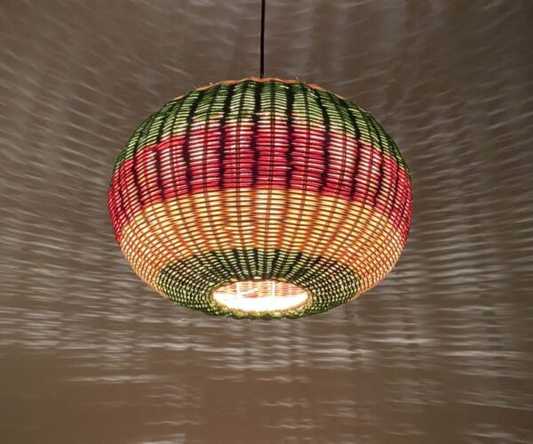 Colorful Oval Rattan Pendant Light