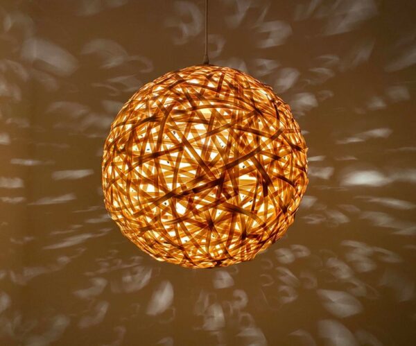 Globular Natural Bamboo Pendant Light